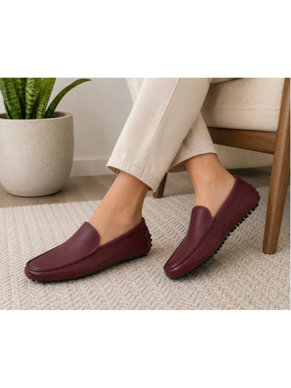 M.GEMI Women’s Burgundy Leather Driving Loafers Moccasins Made in Italy Size 36